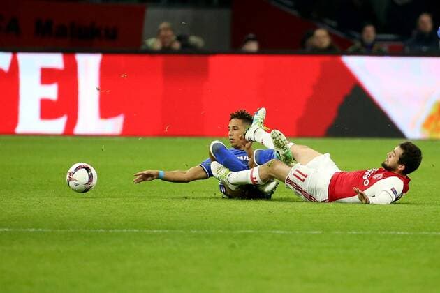 Thilo Kehrer ( FC Schalke 04 20) Amin Younes ( Ajax Amsterdam 11 ), Ajax Amsterdam vs FC Schalke 04, UEFA Europa League, Viertelfinale, Fussball, 13.04.2017, Amsterdam Copyright: xLangerx xEibner-Pressefotox EP_HLR