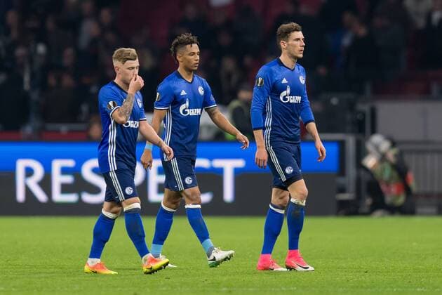 Amsterdam, Netherlands 13.04.2017, UEFA Europa League - 2016 17 Season, Ajax Amsterdam - FC Schalke 04, Max Meyer (S04), Thilo Kahrer (S04) und Leon Goretzka (S04) ( DeFodi001