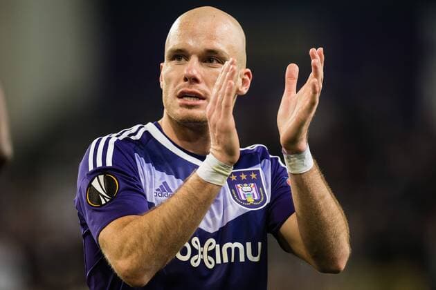 Bram Nuytinck of RSC Anderlechtduring the UEFA Europa League quarter final match between RSC Anderlecht and Manchester United ManU on April 13, 2017 at Constant Vanden Stock Stadium in Brussels, Belgium. RSC Anderlecht v Manchester United UEFA Europa League 2016 2017 xVIxGerritxvanxKeulenxIVx 7563598