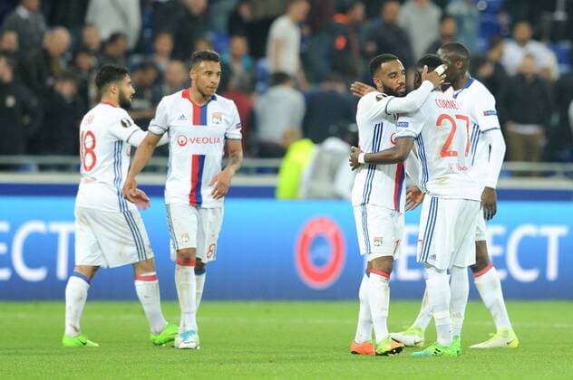 08 CORENTIN TOLISSO (ol) - 10 ALEXANDRE LACAZETTE (ol) - JOIE FOOTBALL : Lyon vs Besiktas - Europa League - 13 04 2017 FEP Panoramic 