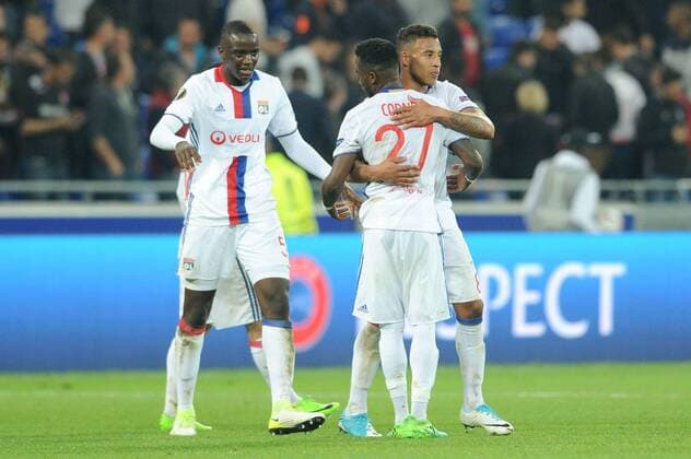 08 CORENTIN TOLISSO (ol) - 05 Mouctar Diakhaby (ol) - JOIE FOOTBALL : Lyon vs Besiktas - Europa League - 13 04 2017 FEP Panoramic 