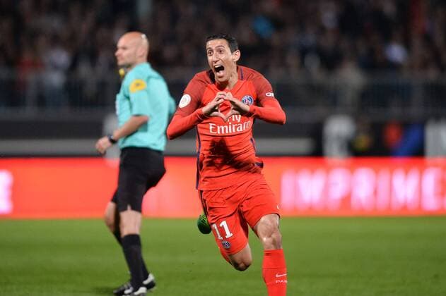 Fußball, Angers SCO - Paris St. Germain 11 ANGEL DI MARIA (psg) - JOIE FOOTBALL : Angers vs Paris SG - Ligue 1 - 14 04 2017 AnthonyBIBARD FEP Panoramic 