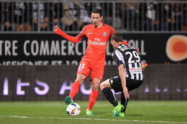 Fußball, Angers SCO - Paris St. Germain 11 ANGEL DI MARIA (psg) FOOTBALL : Angers vs Paris SG - Ligue 1 - 14 04 2017 AnthonyBIBARD FEP Panoramic 