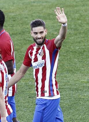 Atletico de Madrid s Yannick Ferreira Carrasco celebrates goal during La Liga match. April 15,2017.  (20170417142)
