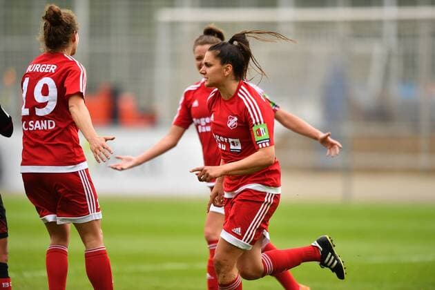 Jubel, Freuen, celebrate, happy, cheer , Goal Celebration SC Sand 0:3 Jovana Damjanovic (SC Sand) (14), DFB Pokal - Halbfinale , Bayer 04 Leverkusen - SC Sand, xmkx