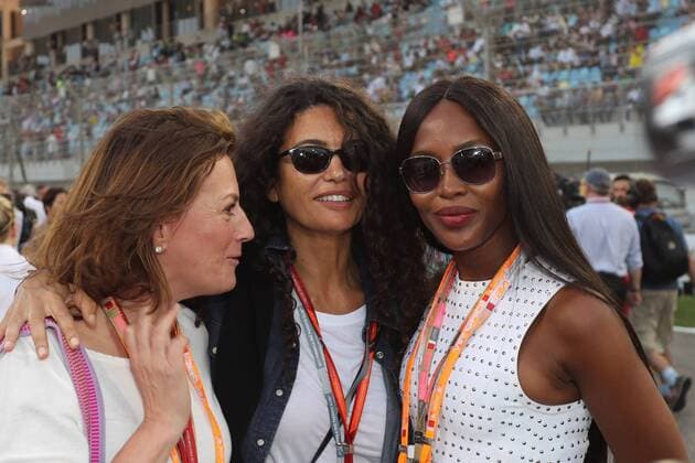 Bahrain Grand Prix, Sakhir 13 - 16 April 2017 16.04.2017 - Race, Afef Jnifen (TUN), wife of Marco Tronchetti Provera (ITA), CEO and Executive Vice Chairman of Pirelli and Naomi Campbell (GBR) 
