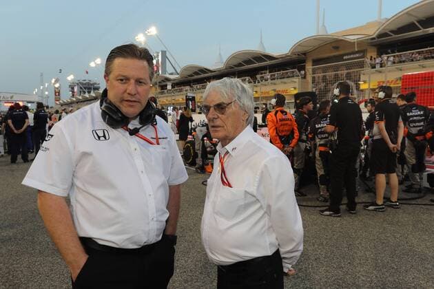 Bahrain Grand Prix, Sakhir 13 - 16 April 2017 16.04.2017 - Race, Zak Brown (USA) McLaren Executive Director and Bernie Ecclestone (GBR) 