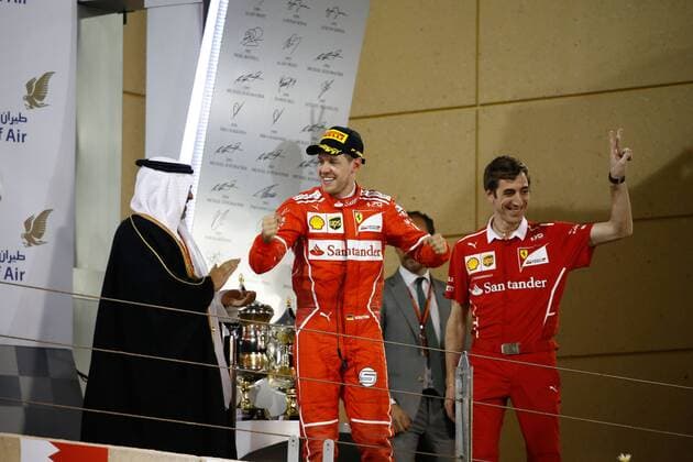 Motorsports: FIA Formula One World Championship WM Weltmeisterschaft 2017, Grand Prix of Bahrain, Matteo Togninalli 5 Sebastian Vettel (GER, Scuderia Ferrari) Sakhir Bahrain xHOCHxZWEIx