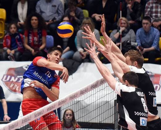 16.04.2017, xhbx, Volleyball Herren Playoffs, United Volleys - Berlin Recycling Volleys, emspor, v.l. Moritz Reichert (United Volleys) Frankfurt am Main