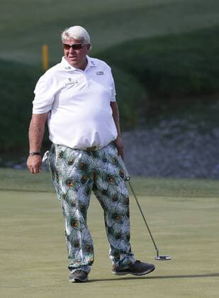 DULUTH, GA - APRIL 16: John Daly on the 18th green during the final round of the Mitsubishi Electric Classic tournament at the TPC Sugarloaf Golf Club Sunday, April 16, 2017, in Duluth, GA. (Photo by David J. Griffin Icon Sportswire) GOLF: APR 16 Champions Tour - Mitsubishi Electric Classic - Final Round Icon953170416238 EDITORIAL USE ONLY