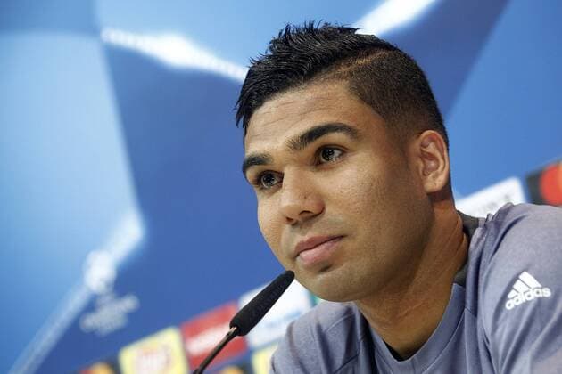Real Madrid s Carlos Henrique Casemiro in press conference PK Pressekonferenz after training session. April 17,2017.  (20170417102)