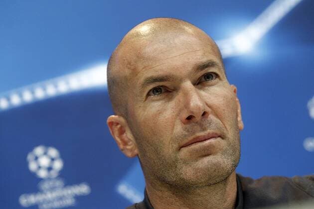 Real Madrid s coach Zinedine Zidane in press conference PK Pressekonferenz after training session. April 17,2017.  (2017041780)