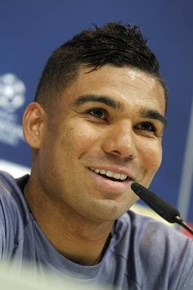 Real Madrid s Carlos Henrique Casemiro in press conference PK Pressekonferenz after training session. April 17,2017.  (2017041782)