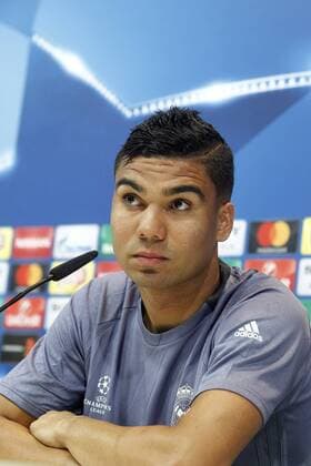 Real Madrid s Carlos Henrique Casemiro in press conference PK Pressekonferenz after training session. April 17,2017.  (2017041793)
