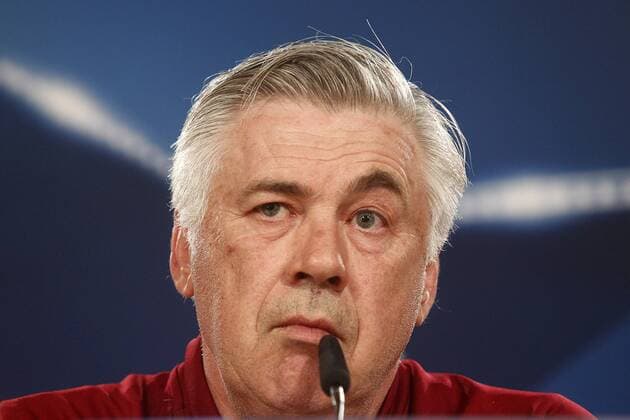 FC Bayern Munchen s coach Carlo Ancelotti in press conference PK Pressekonferenz before training session. April 17,2017.  (20170417178)