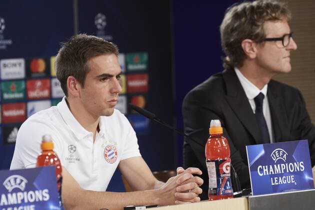 April 17, 2017 - Madrid, Madrid, Spain - Philipp Lahm (defender; Bayern Munchen) during a press conference PK Pressekonferenz held at Santiago Bernabeu stadium in Madrid, Spain, 17 April 2017. Real Madrid will face Bayern Munich in a Champions League quarter finals second leg soccer match on 18 April. Bayern Munchen press conference Madrid  - ZUMAg15_ 20170417_zaf_g15_006 Copyright: xJackxAbuinx