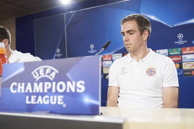 April 17, 2017 - Madrid, Madrid, Spain - Philipp Lahm (defender; Bayern Munchen) during a press conference PK Pressekonferenz held at Santiago Bernabeu stadium in Madrid, Spain, 17 April 2017. Real Madrid will face Bayern Munich in a Champions League quarter finals second leg soccer match on 18 April. Bayern Munchen press conference Madrid  - ZUMAg15_ 20170417_zaf_g15_031 Copyright: xJackxAbuinx