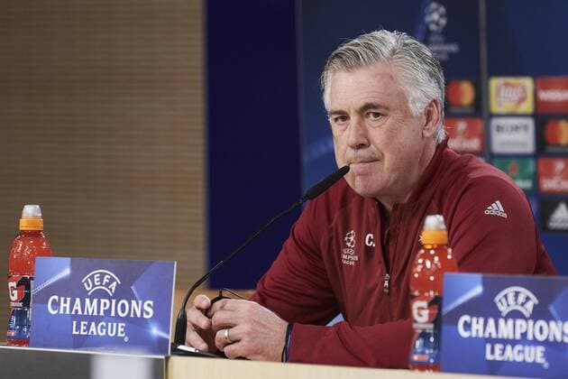 April 17, 2017 - Madrid, Madrid, Spain - Carlo Ancelotti (coach; Bayern Munchen) during a press conference PK Pressekonferenz held at Santiago Bernabeu stadium in Madrid, Spain, 17 April 2017. Real Madrid will face Bayern Munich in a Champions League quarter finals second leg soccer match on 18 April. Bayern Munchen press conference Madrid  - ZUMAg15_ 20170417_zaf_g15_037 Copyright: xJackxAbuinx