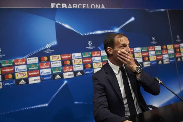 Juventus head coach Massimiliano Allegri during the press conference PK Pressekonferenz held at Camp Nou stadium in Barcelona, northeastern Spain, 18 April 2017. FC Barcelona Barca will face Juventus in a UEFA Champions League quarter final second leg match on 19 April 2017 at the Nou Camp stadium. JUVENTUS PRESS CONFERENCE !ACHTUNG: NUR REDAKTIONELLE NUTZUNG!  Copyright: xALEJANDROxGARCIAx B19 20170418-636281426241621175