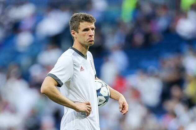 Madrid, Spain 18.04.2017, UEFA Champions League - 2016 17 Season, Quarter Final: Second leg, Real Madrid - FC Bayern Muenchen, Thomas Mueller (FCB) guckt ( DeFodi048
