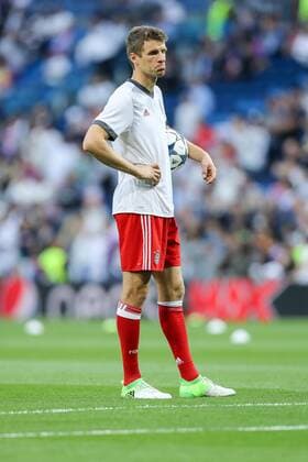 Madrid, Spain 18.04.2017, UEFA Champions League - 2016 17 Season, Quarter Final: Second leg, Real Madrid - FC Bayern Muenchen, Thomas Mueller (FCB) guckt ( DeFodi048