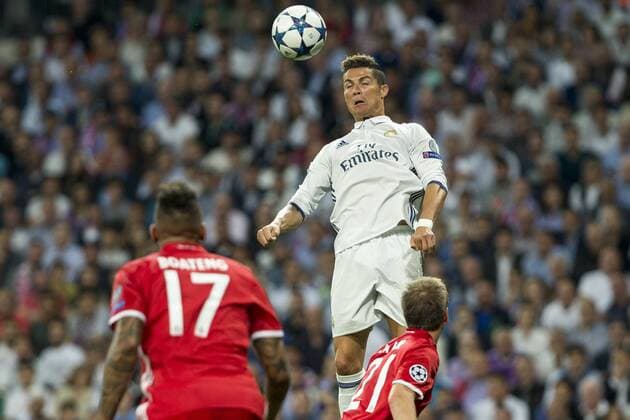 Cristiano Ronaldo of Real Madrid during the match of Champions League between Real Madrid and FC Bayern Munchen at Santiago Bernabeu Stadium in Madrid, Spain. April 18, 2017.  (20170418039)