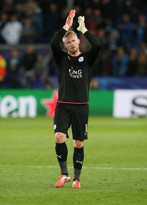 Leicester s Kasper Schmeichel looks on dejected at the final whistle during the Champions League Quarter-Final 2nd leg match at the King Power Stadium, Leicester. Picture date: April 18th, 2017. Pic credit should read: David Klein Sportimage EDITORIAL USE ONLY. No use with unauthorised audio, video, data, fixture lists, club league logos or live services. Online in-match use limited to 120 images, no video emulation. No use in betting, games or single club league player publications.