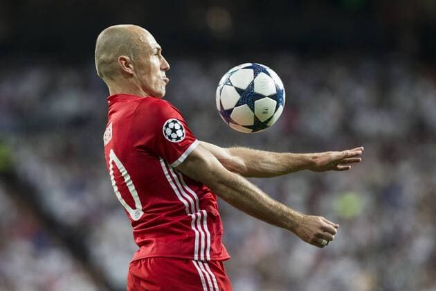 Arjen Robben of FC Bayern Munchen during the match of Champions League between Real Madrid and FC Bayern Munchen at Santiago Bernabeu Stadium in Madrid, Spain. April 18, 2017.  (20170418068)