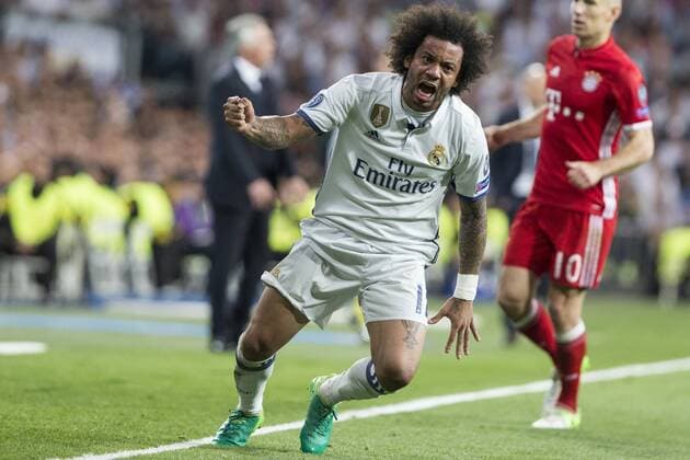 Marcelo Vieira of Real Madrid reacts during the match of Champions League between Real Madrid and FC Bayern Munchen at Santiago Bernabeu Stadium in Madrid, Spain. April 18, 2017.  (20170418080)