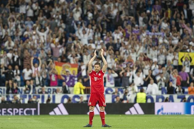 Xabi Alonso of FC Bayern Munchen during the match of Champions League between Real Madrid and FC Bayern Munchen at Santiago Bernabeu Stadium in Madrid, Spain. April 18, 2017.  (20170418127)