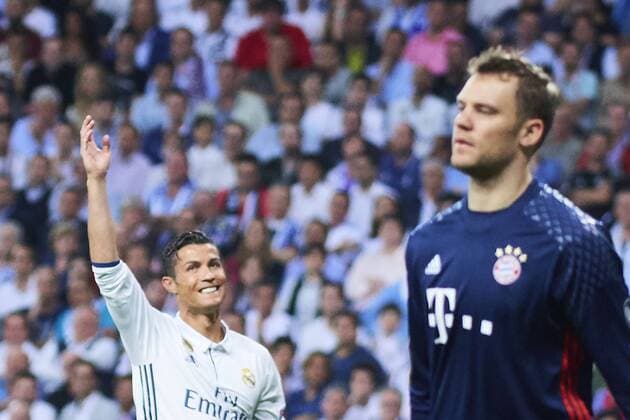 April 19, 2017 - Madrid, Spain - Cristiano Ronaldo (forward; Real Madrid), Manuel Neuer (goalkeeper; Bayern Munchen) in action during the UEFA Champions League quarter-final second leg football match between Real Madrid and Bayern Munchen at Santiago Bernabeu on April 18, 2017 in Madrid Real Madrid vs Bayern Munchen. UEFA Champions League quarter-final  - ZUMAg15_ 20170419_zaf_g15_126 Copyright: xJackxAbuinx