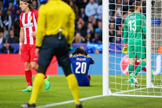 Shinji Okazaki (Leicester), APRIL 18, 2017 - Football Soccer : Shinji Okazaki of Leicester City reacts during the UEFA Champions League Quarter-final match between Leicester City and Atletico Madrid at King Power Stadium in Leicester, England. Noxthirdxpartyxsales  (mdga014279)