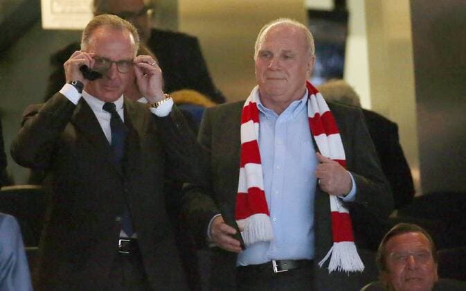 Vorstandsvorsitzender Karl-Heinz Rummenigge (FC Bayern Muenchen) Uli Hoeness (FC Bayern Muenchen), Real Madrid vs. FC Bayern Muenchen, Viertelfinale, UEFA Champions League, Fussball, 18.04.2017, Madrid Copyright: xLanger Eibner-Pressefotox EP_HLR
