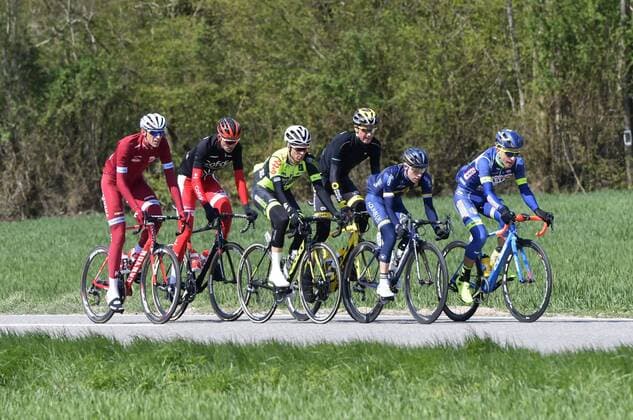 HUY, BELGIUM - APRIL 19 : POLITT Nils (GER) Rider of Team Katusha - Alpecin, PARDINI Olivier (BEL) Rider of WB Veranclassic AquaProtect, BAGOT Yoann (FRA) Rider of Cofidis, Solutions Credits, DOUBEY Fabien (FRA) Rider of Wanty - Groupe Gobert, GUILLEMOIS Romain (FRA) Rider of Direct Energie, PEARSON Daniel (GBR) Rider of Aqua Blue CYCLISME : Classique Liege Bastogne Liege - 19 04 2017 PhotoNews Panoramic 