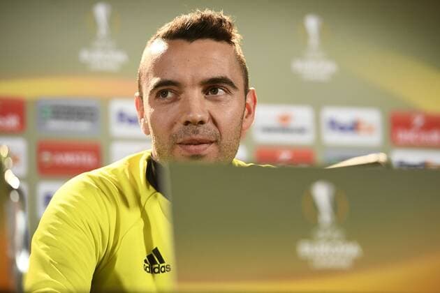 Celta s Iago Aspas pictured during a press conference PK Pressekonferenz of Spanish soccer team Celta Vigo, Wednesday 19 April 2017, in Genk. Tomorrow Genk is playing the return leg of quarterfinals against Spanish team Celta Vigo in the Europa League competition. YORICKxJANSENS  x05083705x