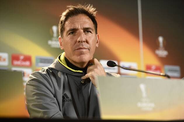 Celta s head coach Italian Eduardo Berizzo pictured during a press conference PK Pressekonferenz of Spanish soccer team Celta Vigo, Wednesday 19 April 2017, in Genk. Tomorrow Genk is playing the return leg of quarterfinals against Spanish team Celta Vigo in the Europa League competition. YORICKxJANSENS  x05083707x