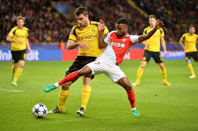 27 THOMAS LEMAR (mon) - 25 Sokratis Papastathopoulos (bvb) FOOTBALL : Monaco vs Borussia Dortmund - Ligue des Champions - 19 04 2017 AnthonyBIBARD FEP Panoramic 