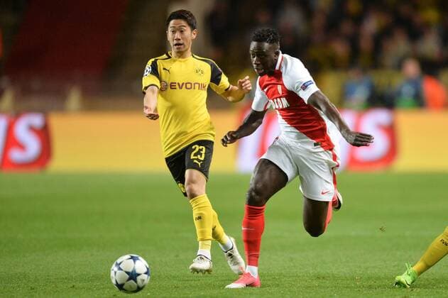 23 BENJAMIN MENDY (mon) - 23 Shinji Kagawa (bvb) FOOTBALL : Monaco vs Borussia Dortmund - Ligue des Champions - 19 04 2017 AnthonyBIBARD FEP Panoramic 