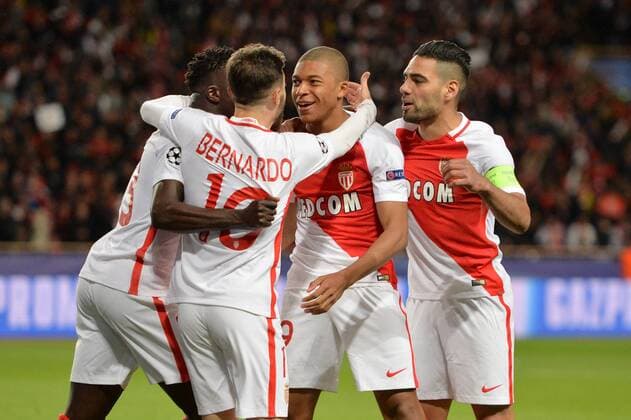 29 KYLIAN MBAPPE (mon) - 09 RADAMEL FALCAO (mon) - JOIE FOOTBALL : Monaco vs Borussia Dortmund - Ligue des Champions - 19 04 2017 AnthonyBIBARD FEP Panoramic 
