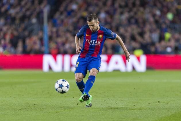 SPAIN - 19th of April: Jordi Alba of FC Barcelona Barca during the UEFA Champions League Quarter Final second leg match between FC Barcelona and Juventus FC at Camp Nou Stadium on April 19, 2017 in Barcelona, Spain.. (Credit: Mikel Trigueros Urbanandsport Cordon Press)  xCordonxPressx xSPAINx-xFCxBarcelonaxagainstxJuventusxFCx-xxChampionsxLeaguex-x2016 17x