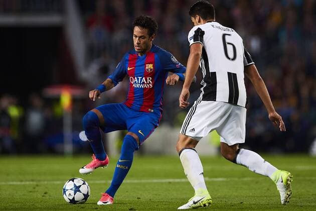 19.04.2017, xslx, Fussball Champions League Viertelfinale, FC Barcelona Barca - Juventus Turin, emspor vl Neymar da Silva Jr (FC Barcelona), Sami Khedira (Juventus) Barcelona