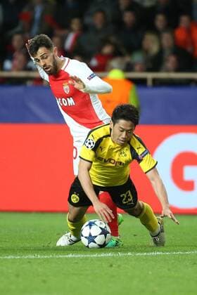 Bernardo Silva ( AS Monaco 10 ) Shinji Kagawa (Borussia Dortmund 23), AS Monaco vs. Borussia Dortmund, UEFA Champions League, Viertelfinale, Fussball, 19.04.2017, Monaco Copyright: xLanger Eibner-Pressefotox EP_HLR
