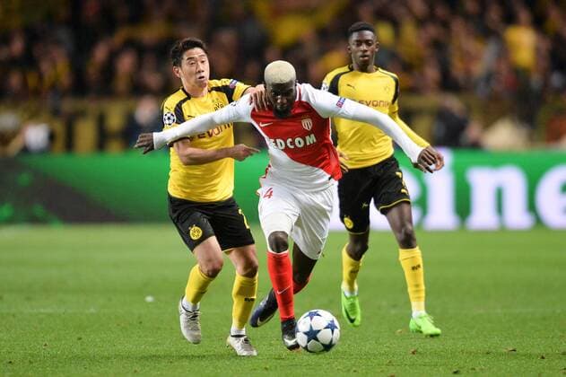 23 Shinji Kagawa (bvb) - 14 TIEMOUE BAKAYOKO (mon) - 07 OUSMANE DEMBELE (bvb) FOOTBALL : Monaco vs Borussia Dortmund - Ligue des Champions - 19 04 2017 AnthonyBIBARD FEP Panoramic 
