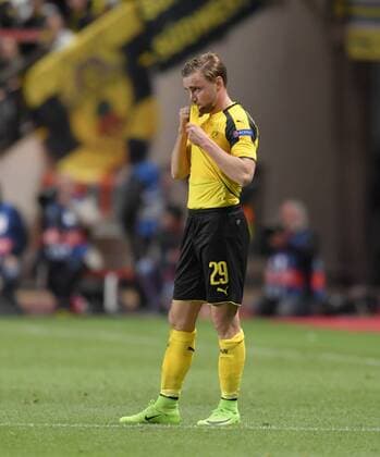 19.04.2017, Fussball Champions-League 2016 2017, Viertelfinale Rückspiel, AS Monaco - Borussia Dortmund, Im Stade Luis II in Monaco. Marcel Schmelzer (Dortmund) Frustriert. 