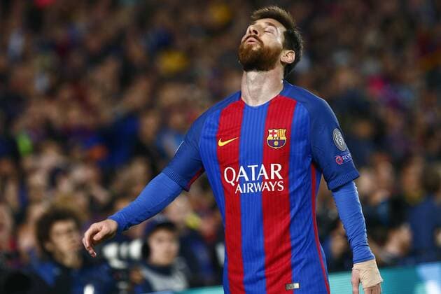 FC Barcelona Barca s Argentinian striker Lionel Messi reacts after missing a goal opportunity during the UEFA Champions League quarter-final second leg match between FC Barcelona and Juventus at the Camp Nou stadium, in Barcelona, Catalonia, Spain, 19 April 2017. BARCELONA VS. JUVENTUS !ACHTUNG: NUR REDAKTIONELLE NUTZUNG!  Copyright: xQuiquexGarciax BCN001 20170419-636282397863107848