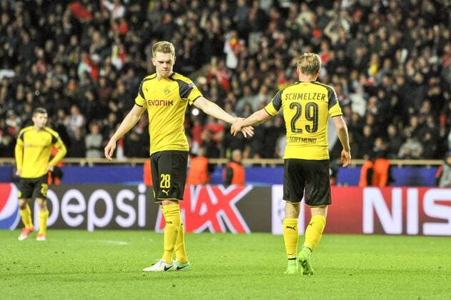 Schmelzer (Dortmund) - Mattias Ginter (Dortmund) FOOTBALL : Monaco vs Borussia Dortmund - Ligue des Champions - 19 04 2017 NorbertScanella Panoramic 