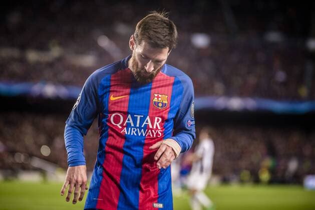 April 19, 2017 - Barcelona, Catalonia, Spain - FC Barcelona Barca forward MESSI looks on during the Champions League quarter-final second leg between FC Barcelona and Juventus at the Camp Nou stadium in Barcelona Soccer 2017 - FC Barcelona 0:0 Juventus - ZUMAo105 20170419_zap_o105_037 Copyright: xMatthiasxOesterlex