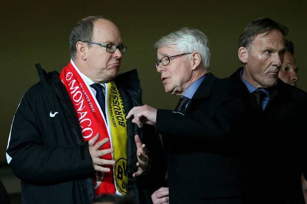 Fuerst Albert II. von Monaco Praesident Dr. Reinhard Rauball (Borussia Dortmund), AS Monaco vs. Borussia Dortmund, UEFA Champions League, Viertelfinale, Fussball, 19.04.2017, Monaco Copyright: xLangerx xEibner-Pressefotox EP_HLR