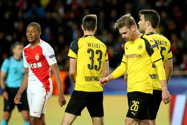 Julian Weigl (Borussia Dortmund 33) Lukasz Piszczek (Borussia Dortmund 26) Papastathopoulos Sokratis (Borussia Dortmund 25), AS Monaco vs. Borussia Dortmund, UEFA Champions League, Viertelfinale, Fussball, 19.04.2017, Monaco Copyright: xLangerx xEibner-Pressefotox EP_HLR