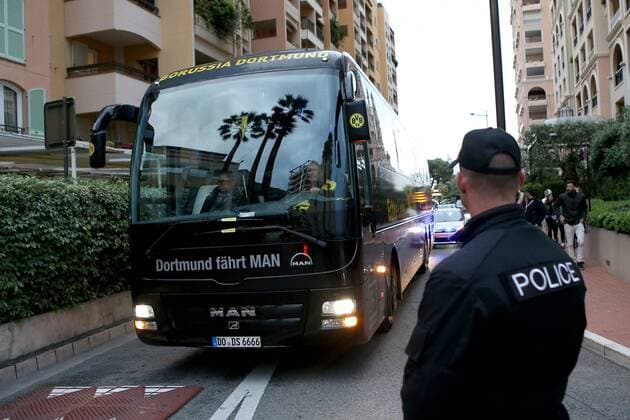 BVB Bus bei der Ankunft, AS Monaco vs. Borussia Dortmund, UEFA Champions League, Viertelfinale, Fussball, 19.04.2017, Monaco Copyright: xLangerx xEibner-Pressefotox EP_HLR